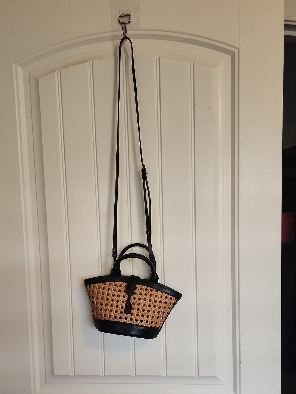 Rebecca Minkoff Tan Woven Crossbody with Black Trim